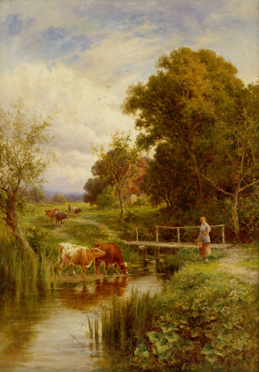 Akışın Karşısı, Midgham, Berkshire (tuval üzerine yağlı boya) by Henry Parker