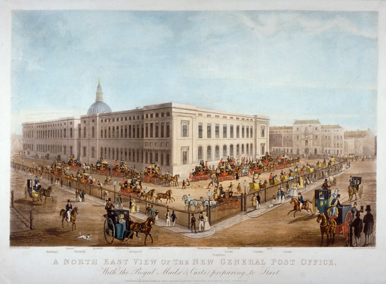 Yeni Genel Postane, Londra Şehri, c1830 by Henry Pyall