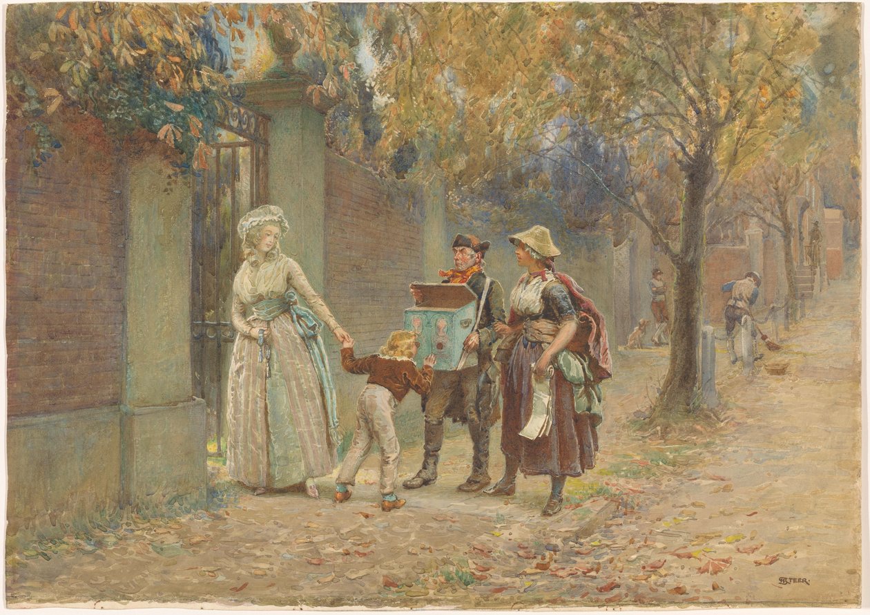 Dolaplı ve şarkı satıcısı olan bir adam. by Henry Reynolds Steer (signed by artist)