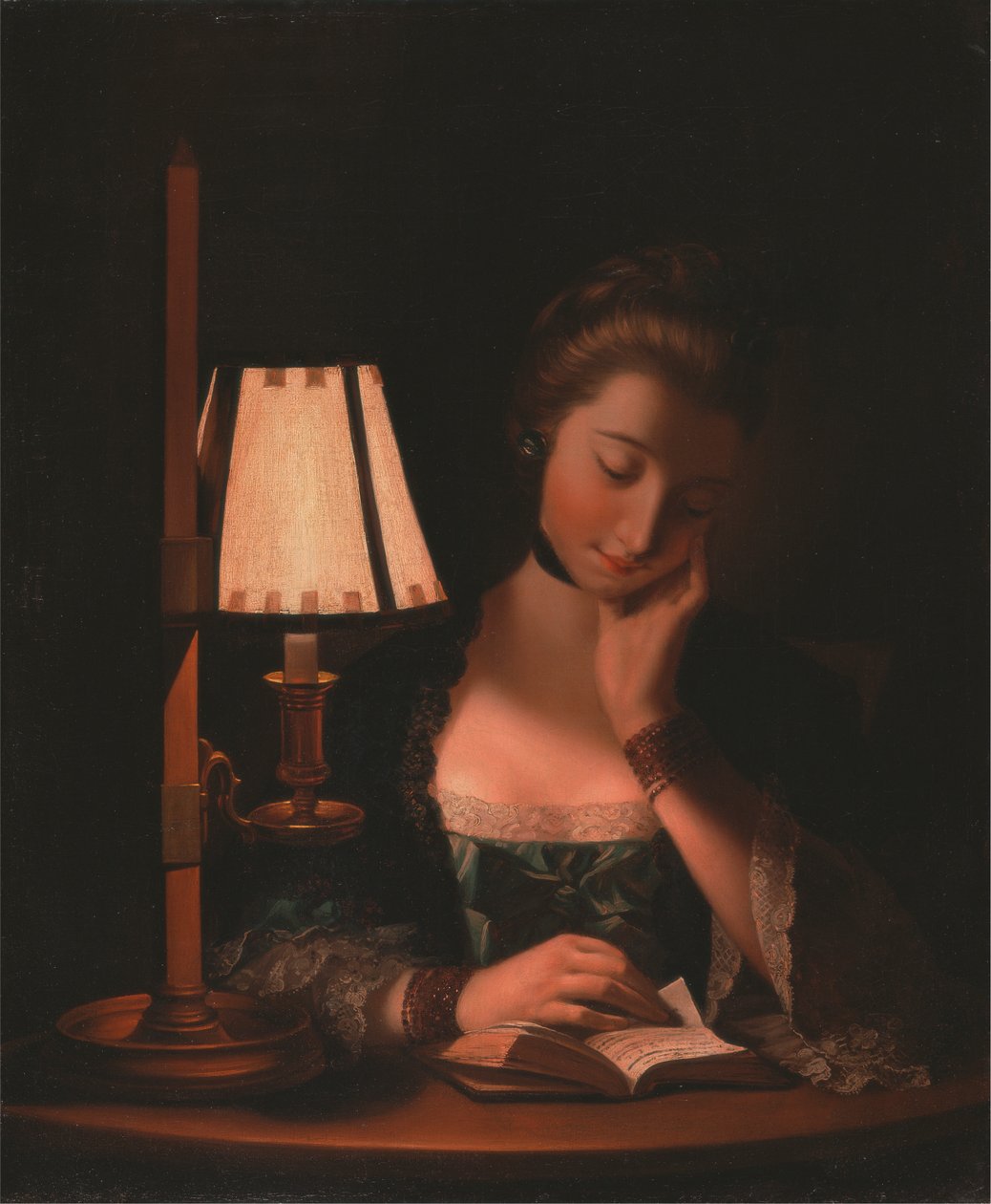 Kâğıt Çan Gölgeliği Yanında Okuyan Kadın by Henry Robert Morland