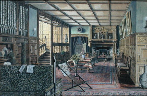 Tonbridge yakın Hall Place, Leigh, İç by Henry Robert Robertson