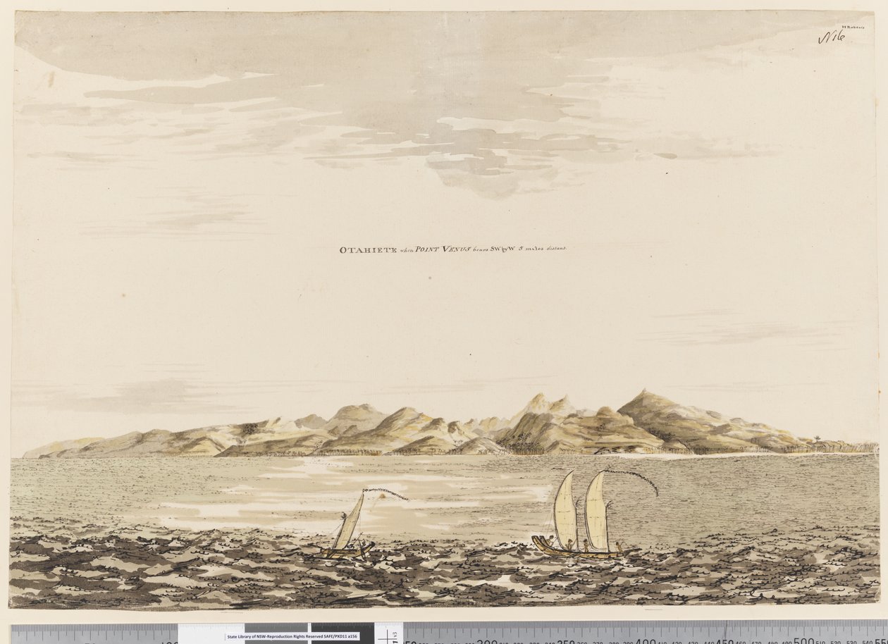 Sayfa 16 Otaheite, Venüs Noktası, Batı ile GB taşıdığında. 5 mil uzaklıkta, 1768-75 (wc) by Henry Roberts