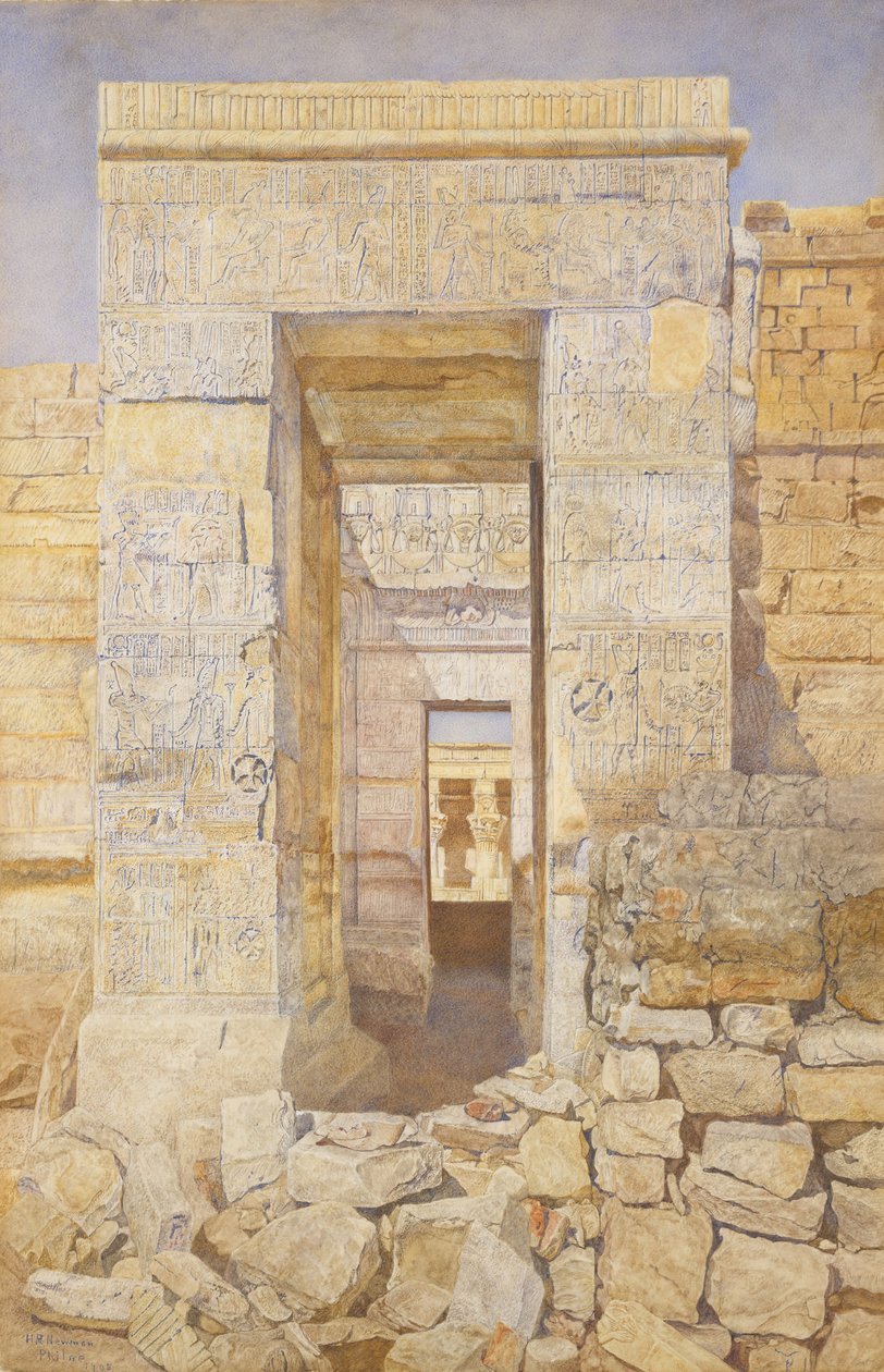 Doğu Girişi, Tiberius Odası, İsis Tapınağı, Philae, 1905. by Henry Roderick Newman