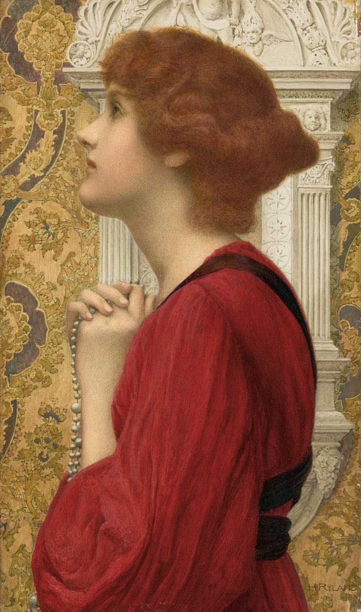 Korunan Alev (panel üzerine yerleştirilmiş kağıt üzerinde arap zamkı ile zenginleştirilmiş kurşun kalem, sulu boya ve gövde rengi) by Henry Ryland
