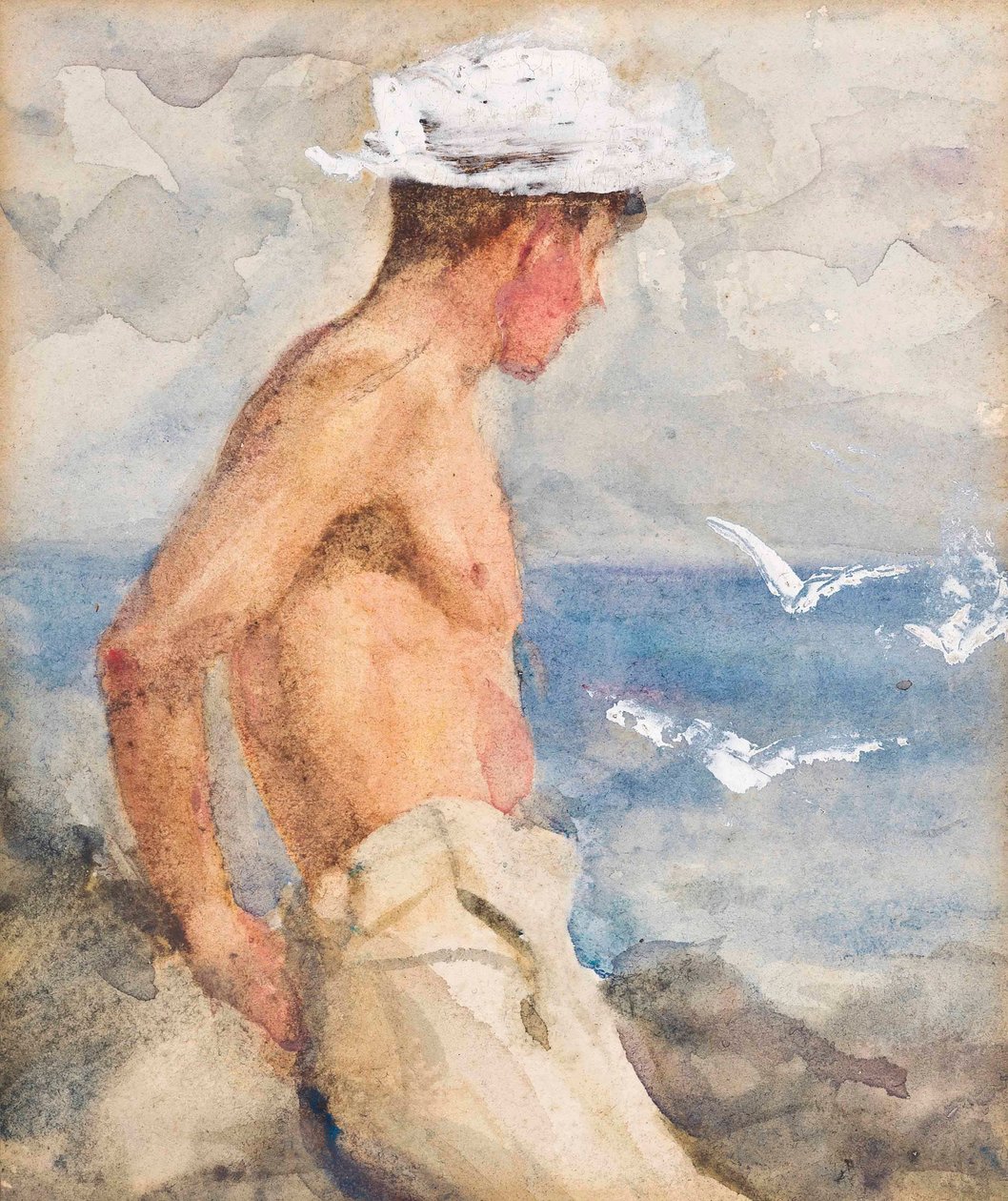Denize bakan genç bir adamın çalışması by Henry Scott Tuke