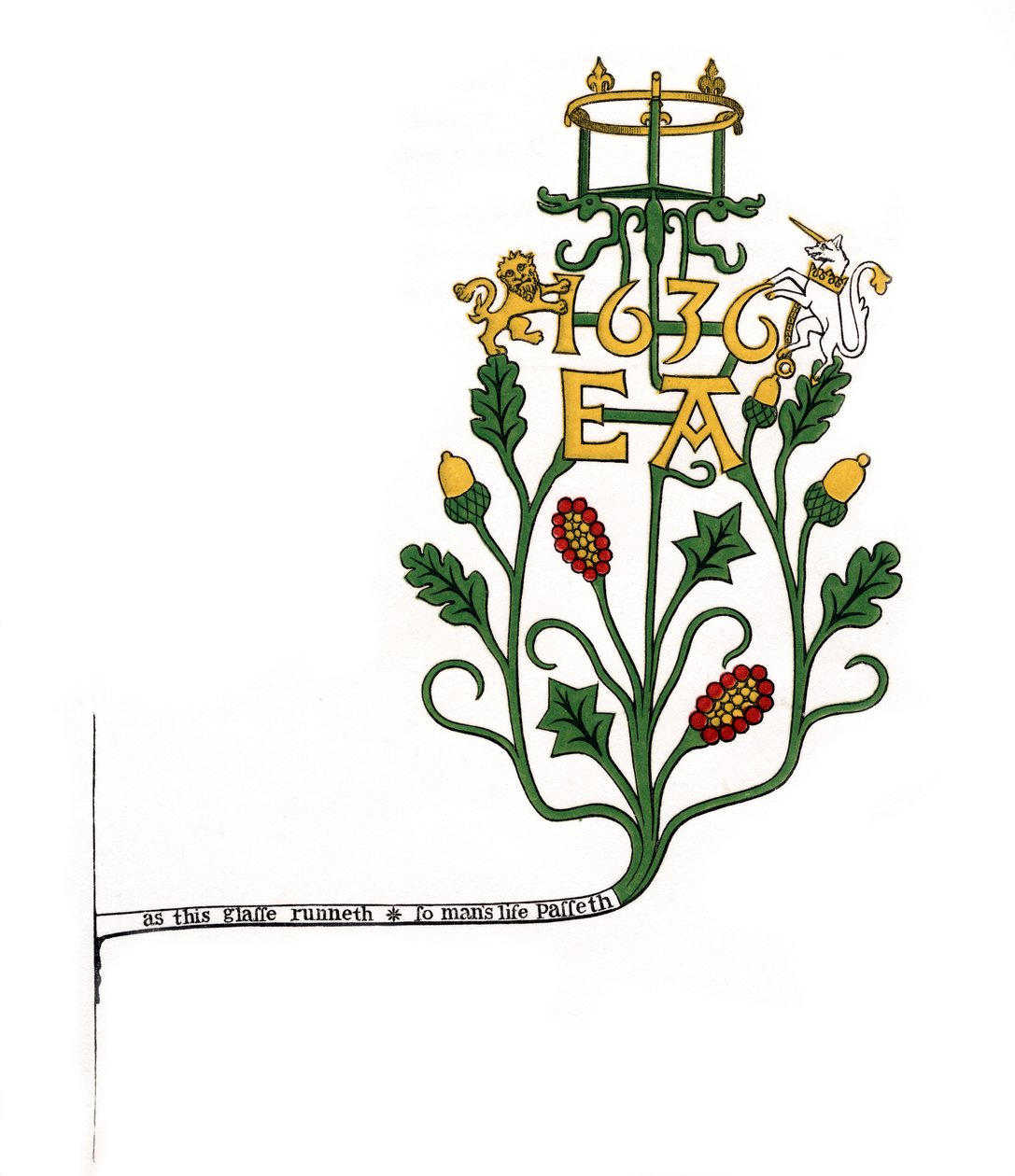 Bir kum saatini desteklemek için braket, 1636, 1843. by Henry Shaw