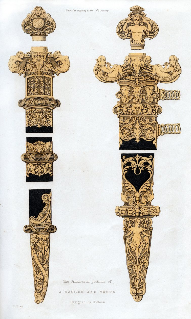 Hançer ve kılıç, 16. yüzyılın başları, 1843. by Henry Shaw