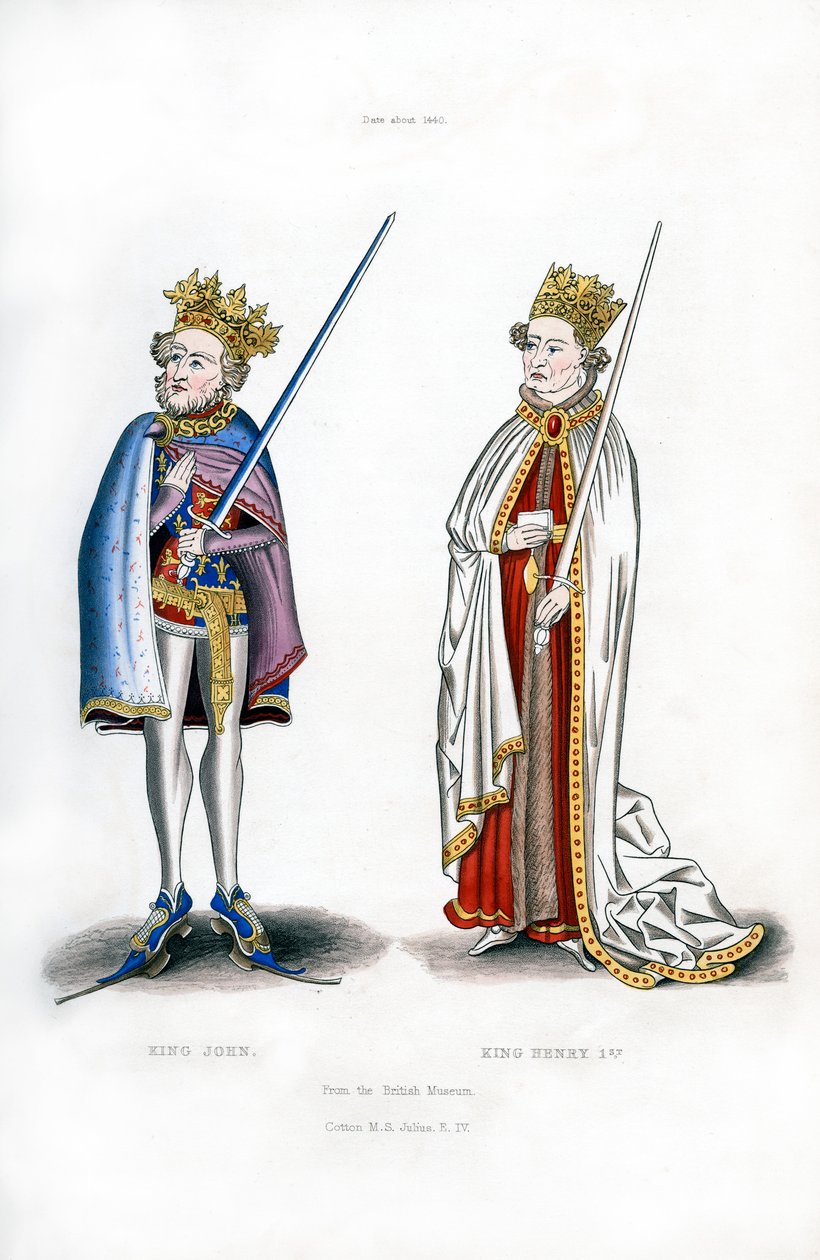 Kral John ve Kral Henry I, c1440, 1843. by Henry Shaw