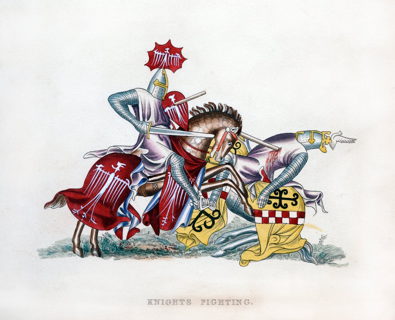 Savaşan şövalyeler, c1260, 1843. by Henry Shaw