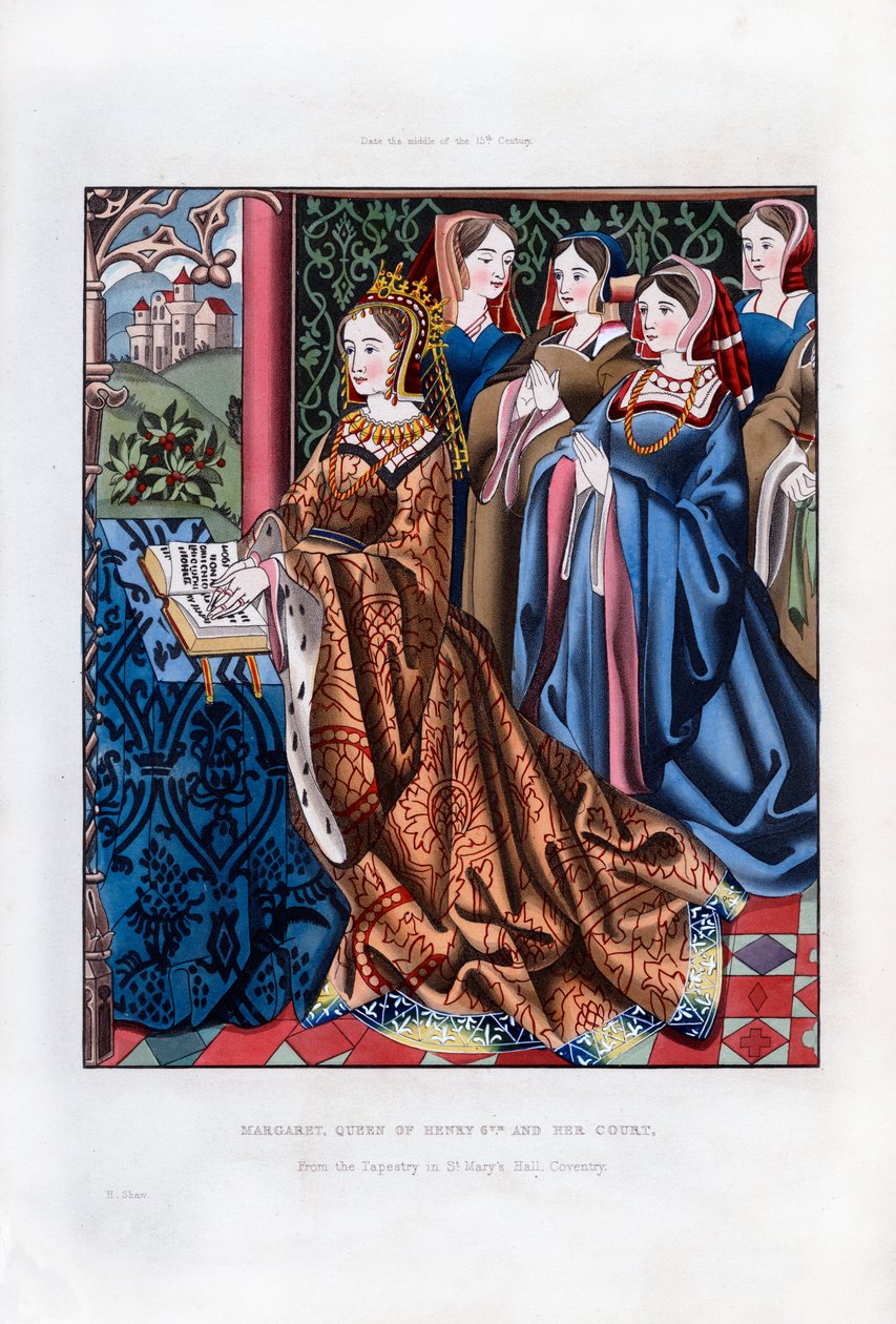 Margaret, Henry VI Kraliçesi ve Mahkemesi, 15. yüzyılın ortaları, 1843. by Henry Shaw