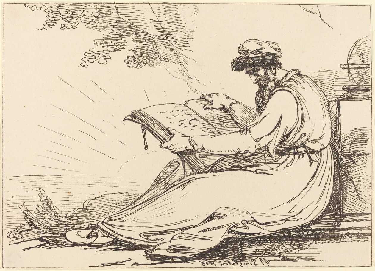 Sakallı Doğulu, Kitap Okumak by Henry Singleton