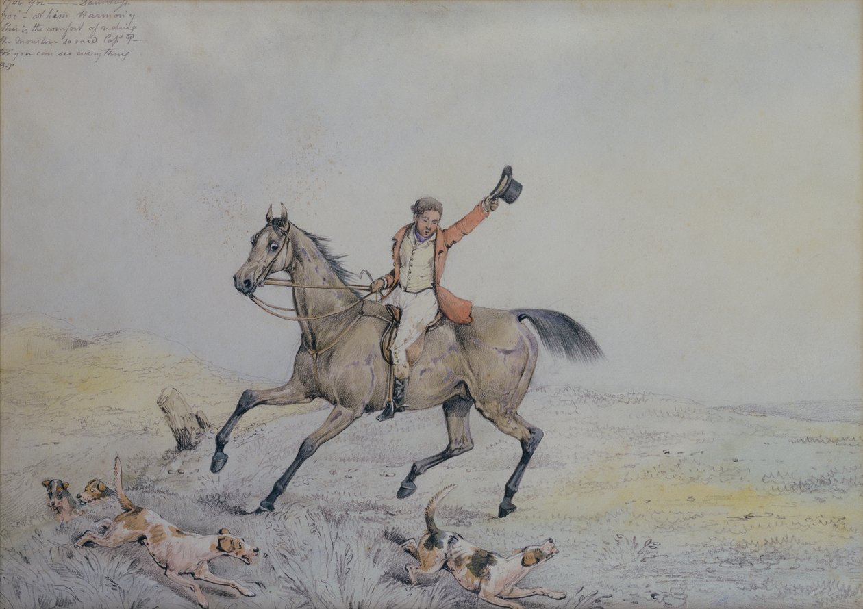 Av Köpeklerini Teşvik Eden Bir Avcı (kalem ve sulu boya) by Henry Sr Alken