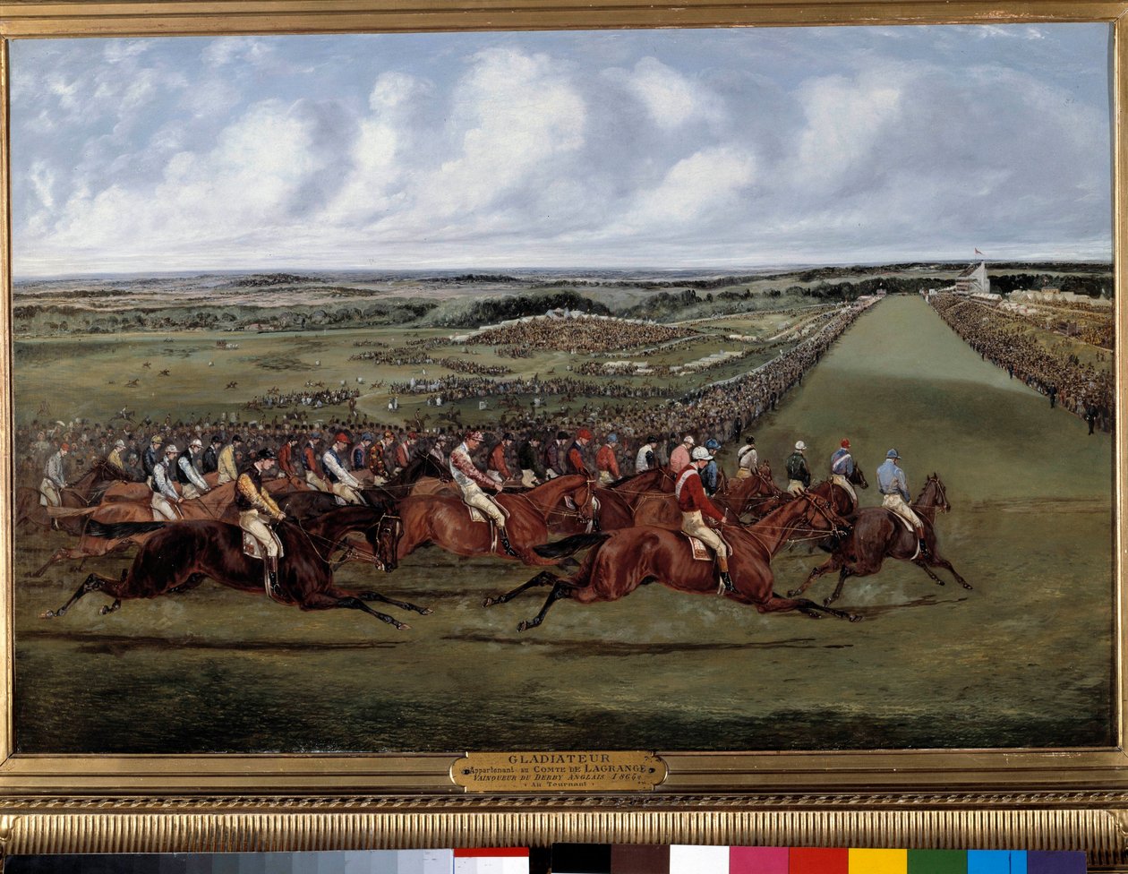 Sırada, İngiliz derbisinin Gladyatör galibi Henri Alken (1774-1850) 1865. Paris, Societe teşvik - Sırada, İngiliz derbisinin ““Gladiateur””” galibi. Henry Alken (1774-1850) 1865 tarafından tablo. Societe d