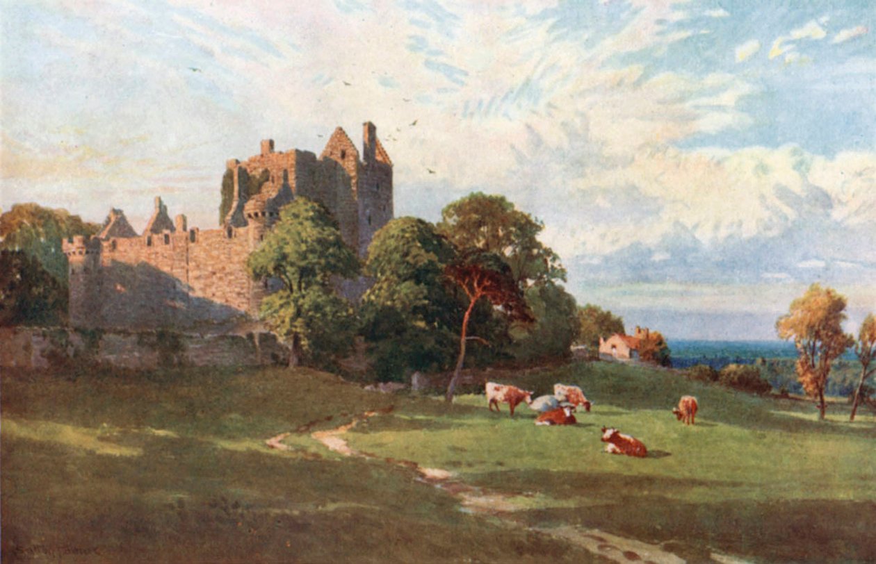 Craigmillar Kalesi, Edinburgh yakınlarında (renkli litografi) by Henry Sutton Palmer