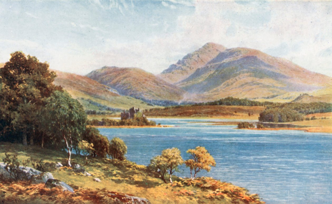 Kilchurn Kalesi, Loch Awe, Argyllshire (renkli lito) by Henry Sutton Palmer