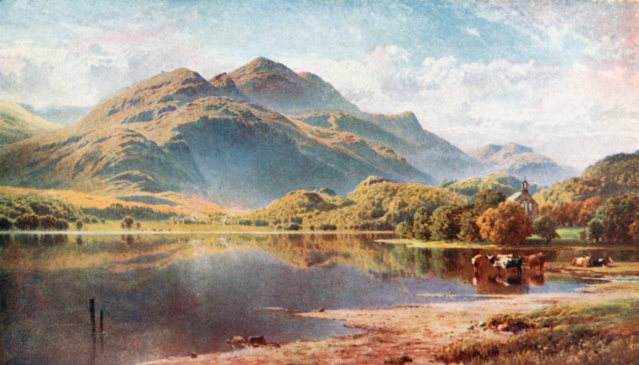 Loch Achray, Trossachs, Perthshire (renkli lito) by Henry Sutton Palmer