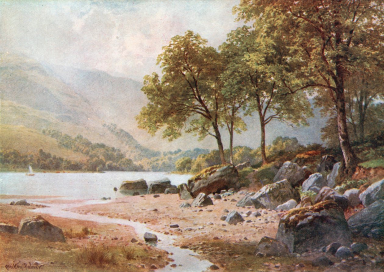 Ardlui yakınlarında, Loch Lomond, Dumbartonshire (renkli lito) by Henry Sutton Palmer