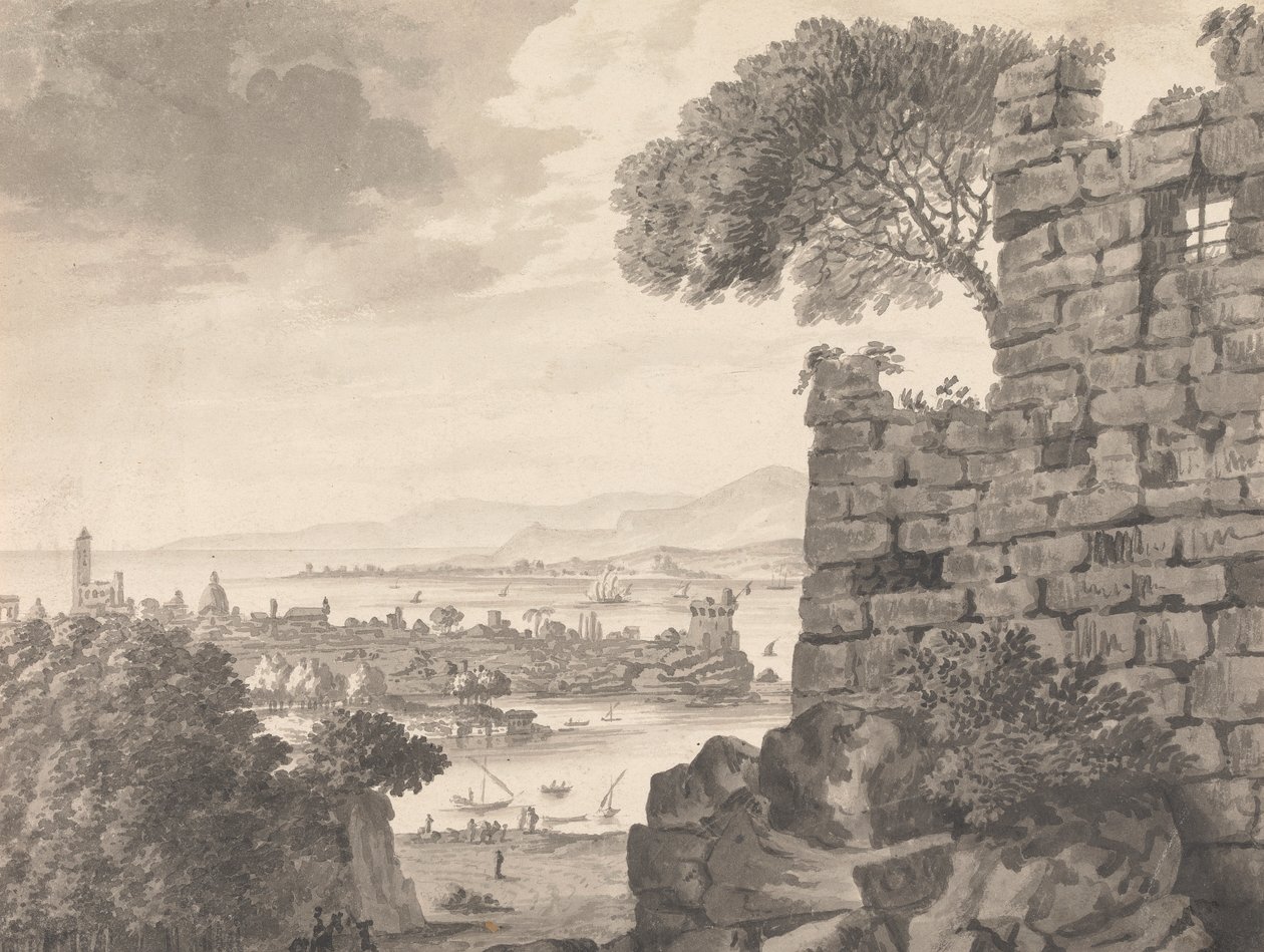 Ön Planda Harabelerin Olduğu Manzara, Arka Planda Liman ve Köy by Henry Swinburne