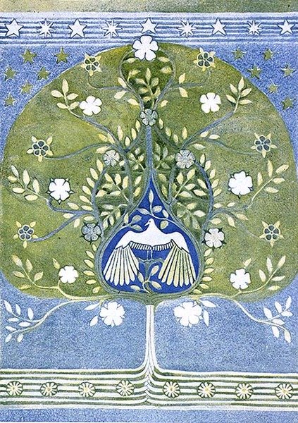 The Studio dergisinden aplikeli ve işlemeli bir portriere Vol XIV tasarımı, pub. 1898 by Henry Taylor Wyse