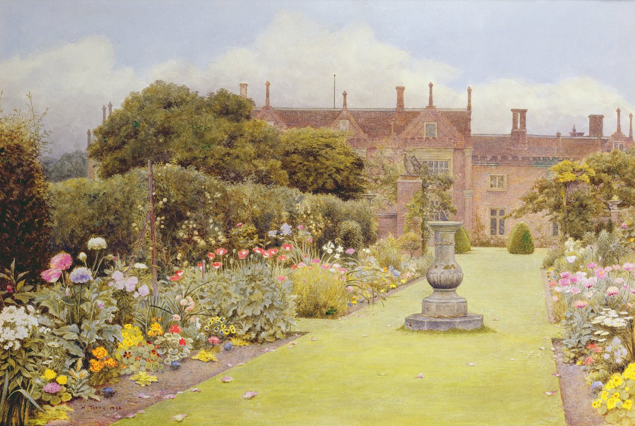 The Grass Walk, Helmingham Hall, 1892 (kağıt üzerinde wc) by Henry Terry