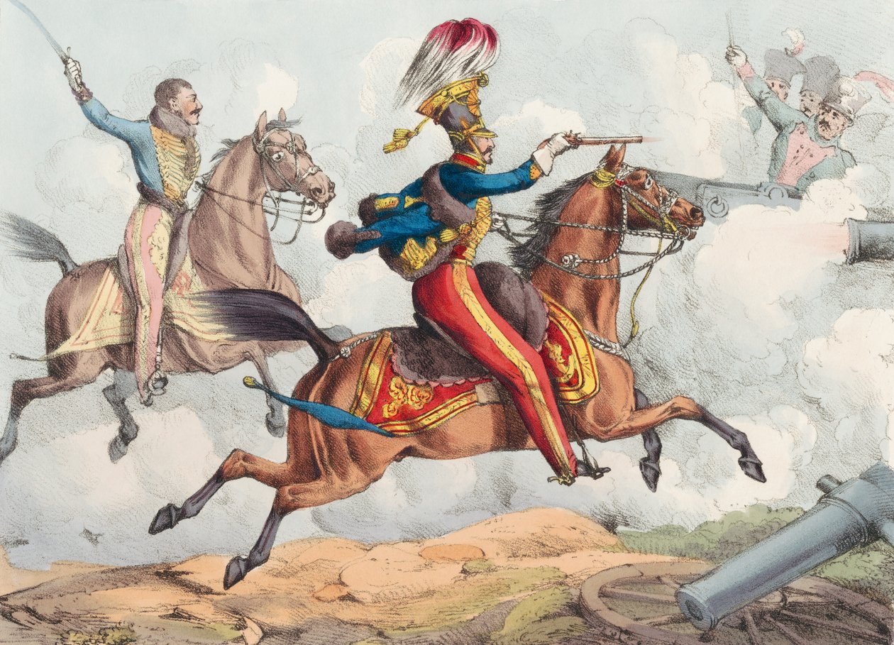 19. yüzyıl savaşında bir süvari hücumu. by Henry Thomas (after) Alken