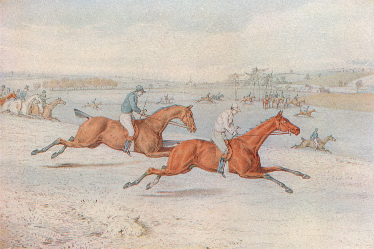 Bir Engelli Koşu: Başlangıç. Kapalılar - seçim için beyaz ile, 1827 by Henry Thomas Alken