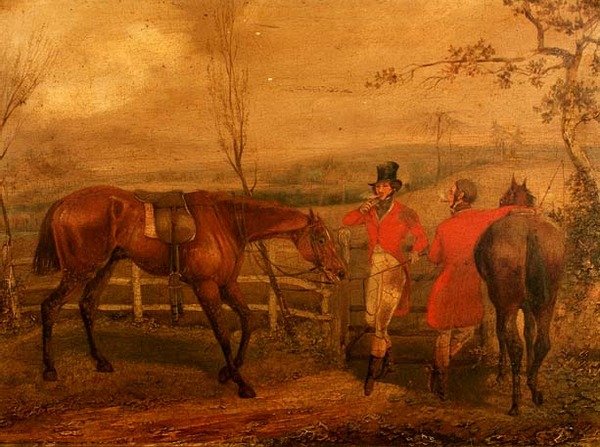 Çitin Yanında Sigara İçen Avcılar (63919) by Henry Thomas Alken