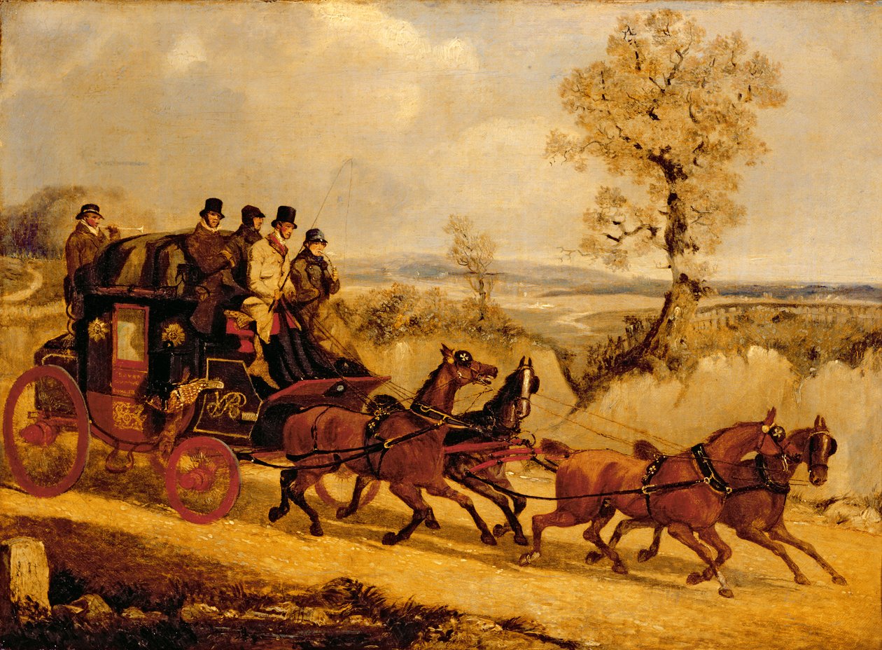 Dover Coach yokuş aşağı gidiyor by Henry Thomas Alken