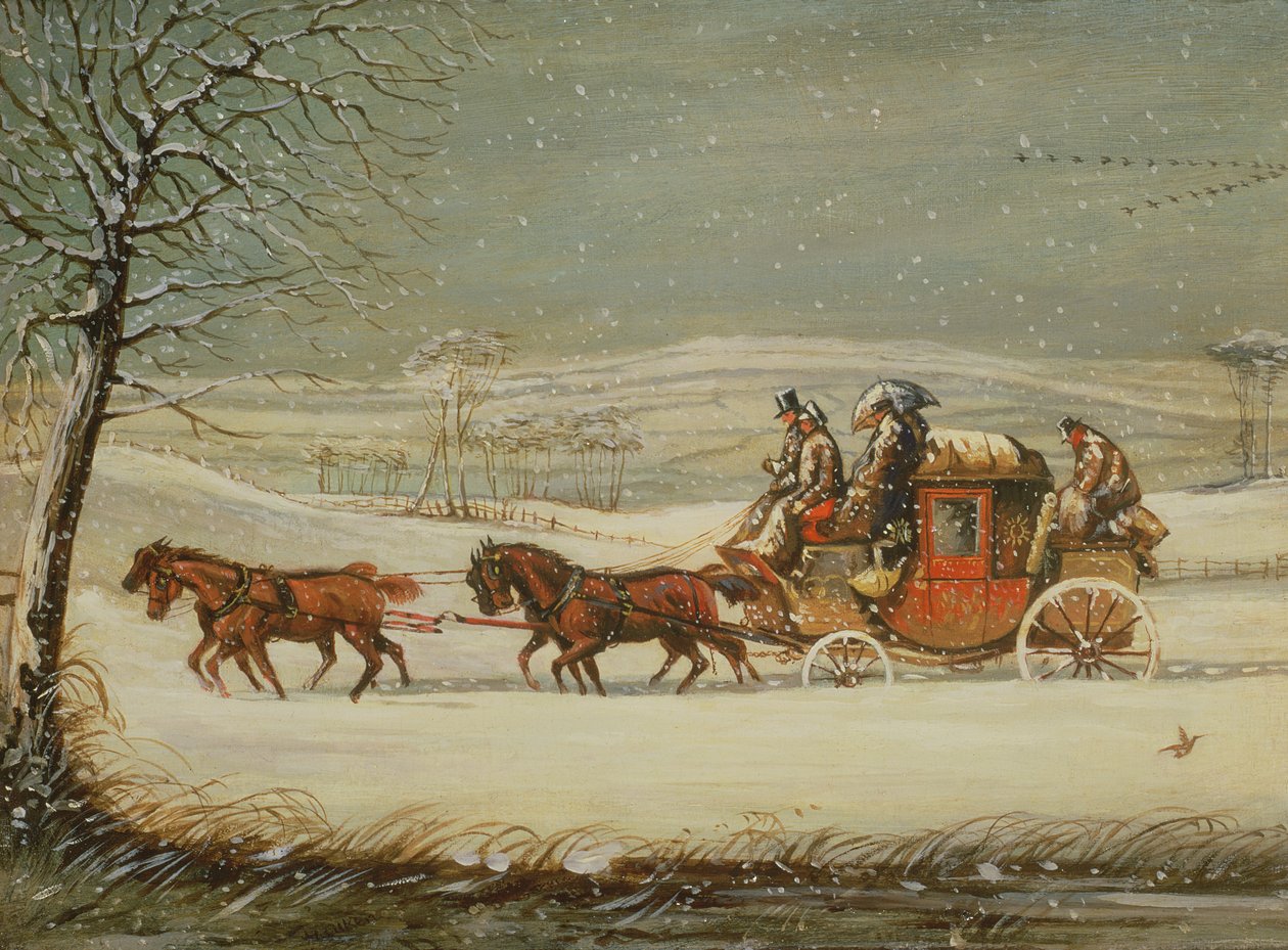 Kışın Kraliyet Postası (panelde yağ) by Henry Thomas Alken