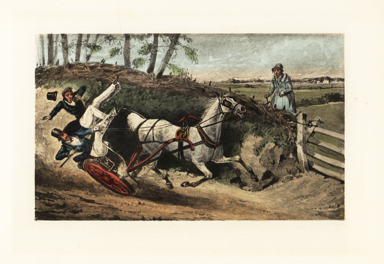 Victoria dönemi İngiliz beyleri, tek atlı bir gösteriden bir kumarhanede atıldı by Henry Thomas Alken