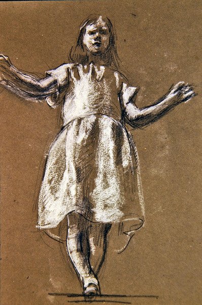 Rosamund figürü için bir çalışma, c.1900 (kağıt üzerinde tebeşir) (367145