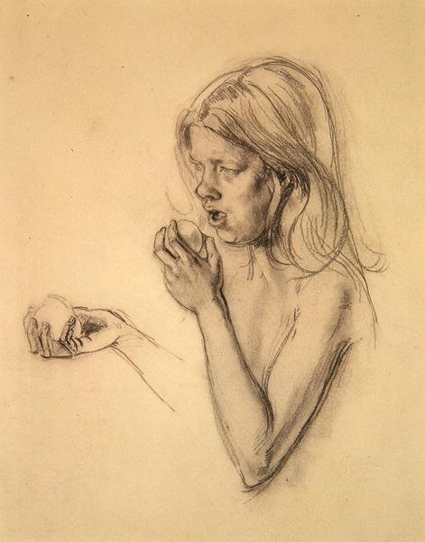 Bir Kızın Başı ve Omuzları Havva (?) (kağıt üzerinde tebeşir) by Henry Tonks