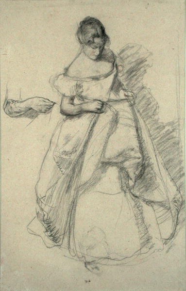 Bir Kızın Çalışması (siyah tebeşir ve kırmızı tebeşir) by Henry Tonks