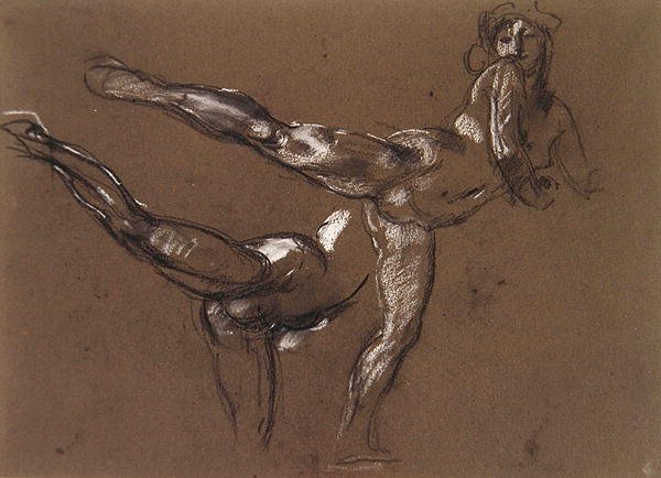 Çıplak Bir Kadının İki Çalışması (kağıt üzerinde tebeşir) by Henry Tonks