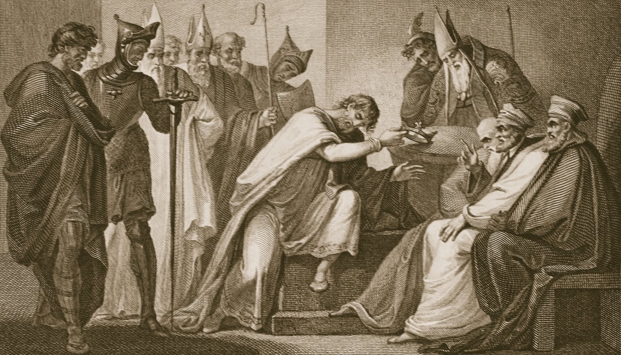 Edward II tacından istifa ediyor, Schiavonelli tarafından oyulmuş, David Hume