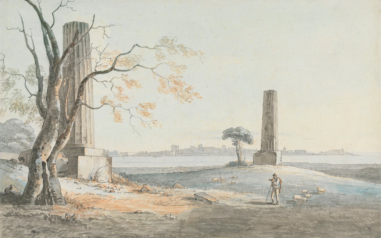 Ortygia, Syracuse Manzaralı Olypian Jove Tapınağı Kalıntıları by Henry Tresham