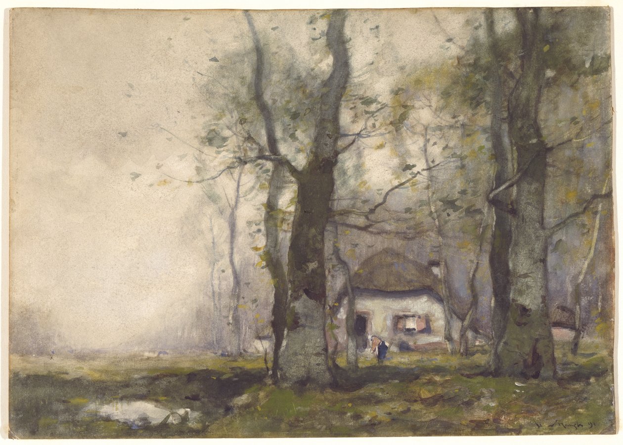 Ormanda Loca, 1891 (kağıt üzerinde wc) by Henry Ward Ranger