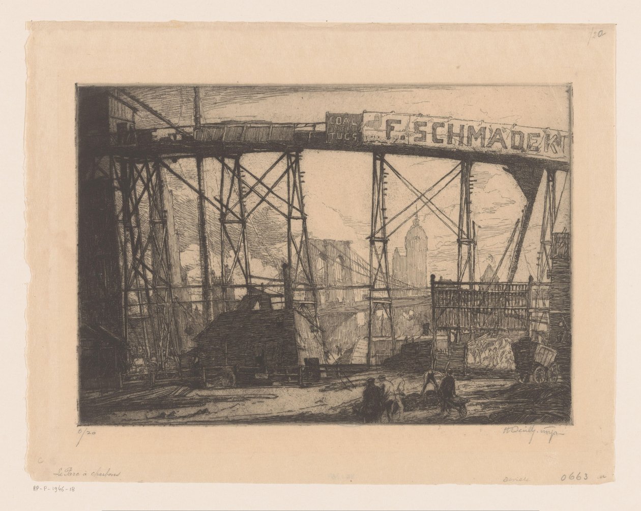 Bir atölyeden New York'un görünümü by Henry Wilfrid Deville (signed by artist)
