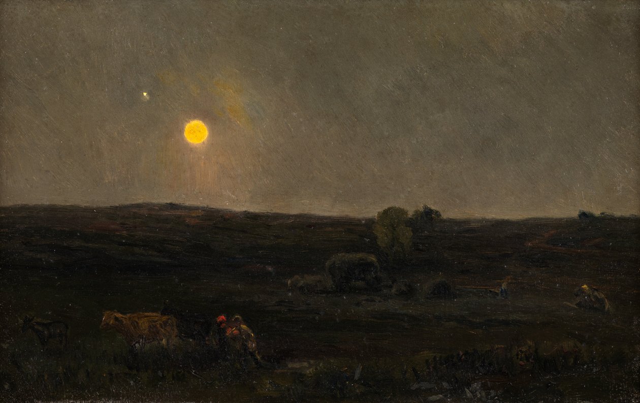 Dolunay, Picardy (kağıt üzerinde yağlı boya) by Henry William Banks Davis