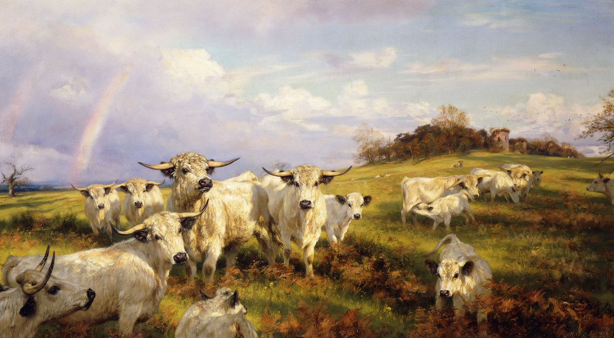 Chartley Yabani Sığırları, Ötesinde Chartley Kalesi, 1902 by Henry William Banks Davis