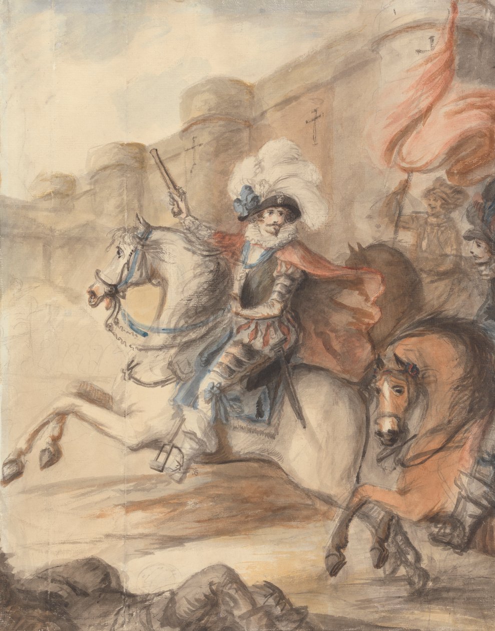 Bir Süvari Subayı (Henry IV) Kalenin Dışında Saldırıya Önderlik Ediyor by Henry William Bunbury