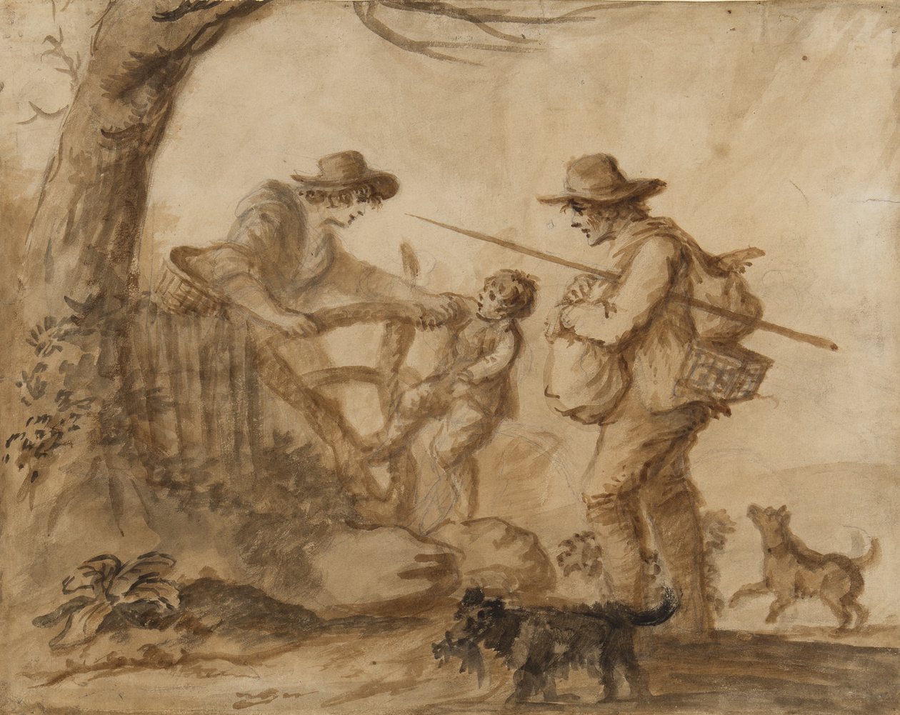 Rustik Bir Aile, c.1780 (kağıt üzerine kalem, fırça ve sepya mürekkep) by Henry William Bunbury