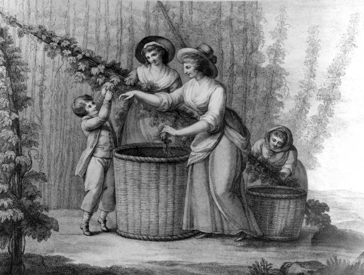 Hop Pickers, William Dickinson tarafından kazınmış, 1803 by Henry William Bunbury