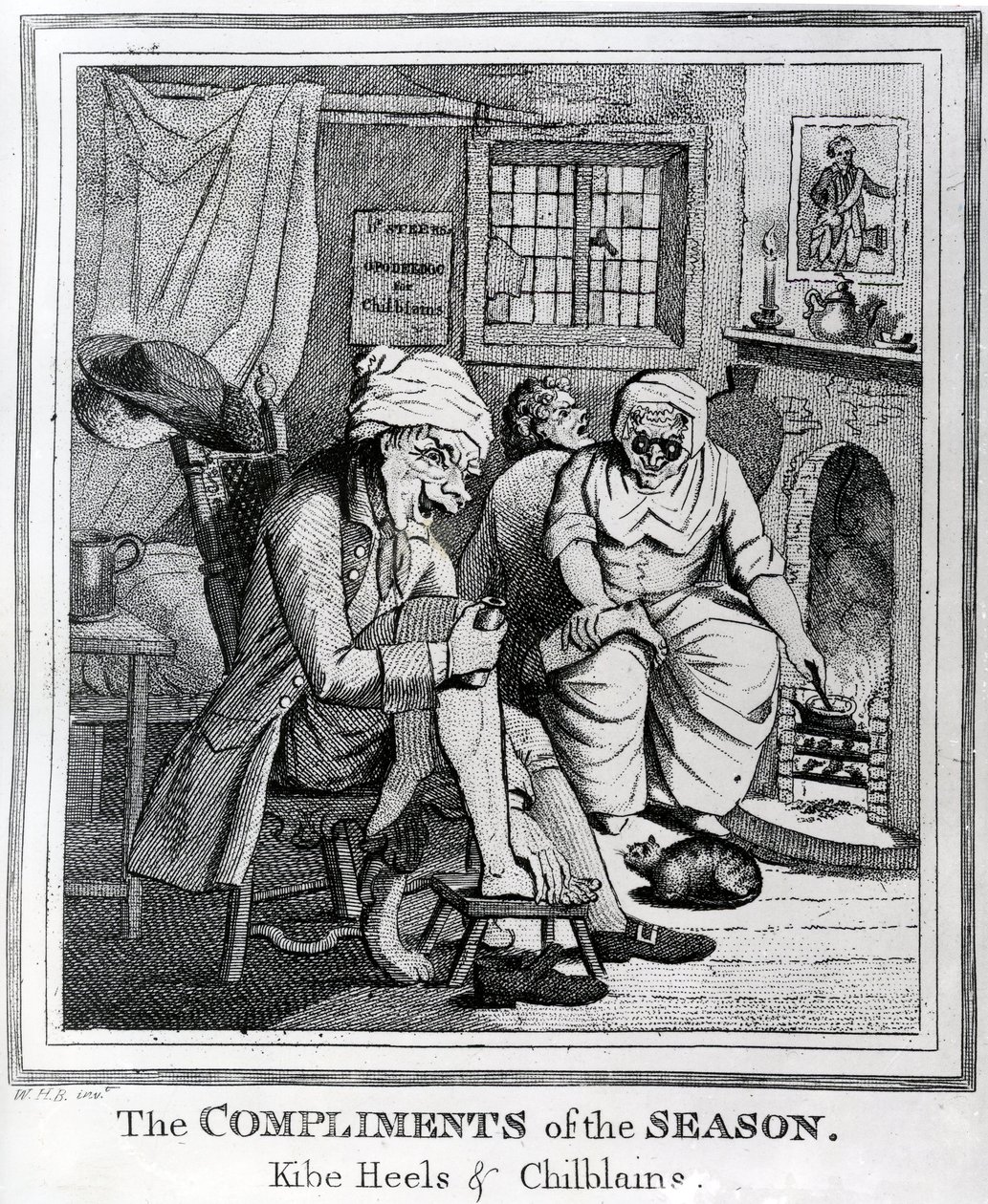 The Compliments of the Season, Kibe Heels und Chillblains, c.1785  by Henry William Bunbury