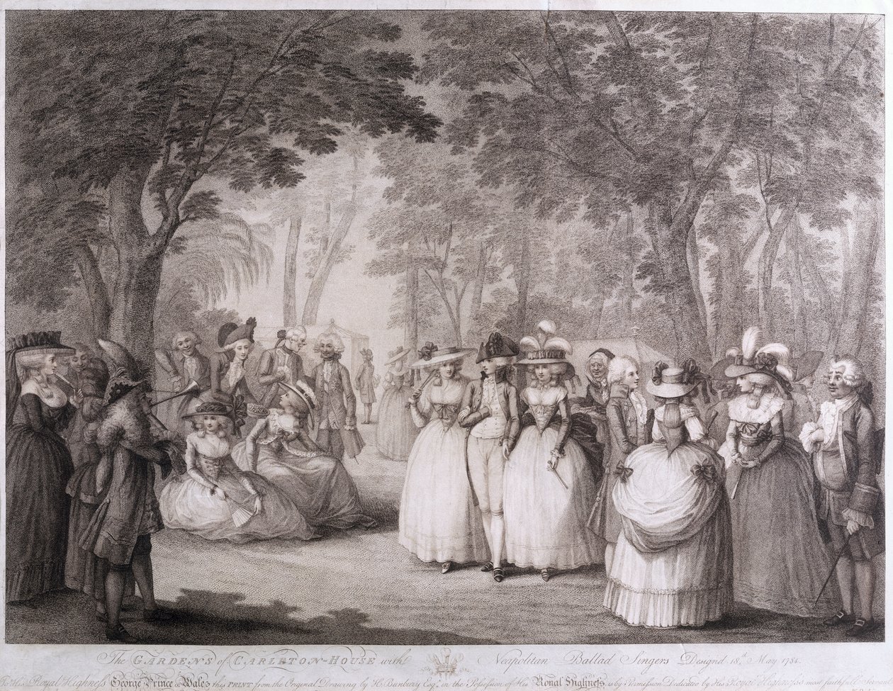 Napoliten Ballad Singers ile Carlton House Bahçeleri, William Dickinson (1746-1823), 1784 tarafından oyulmuş by Henry William Bunbury