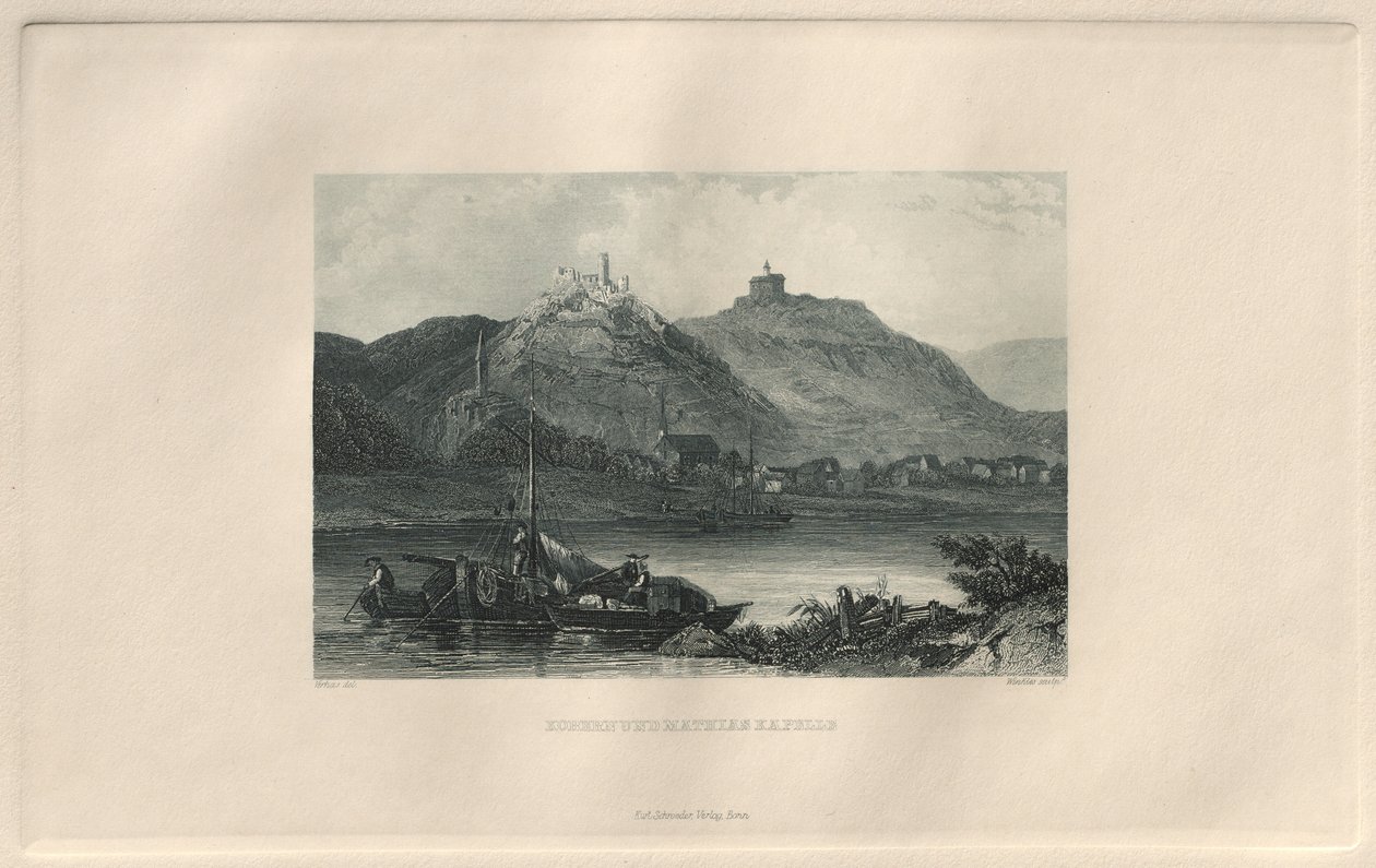 Pitoresk ve Romantik Rheinland: Kobern ve Mathias Şapeli, 1928. by Henry Winkles