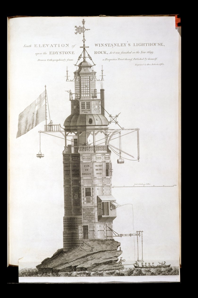 Eddystone Deniz Feneri, Henry Roberts (fl.1762), 1762 tarafından oyulmuş by Henry Winstanley