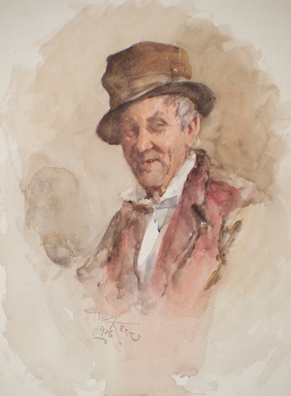 Silindir Şapkalı Bir Adamın Portresi (suluboya) by Henry Wright Kerr