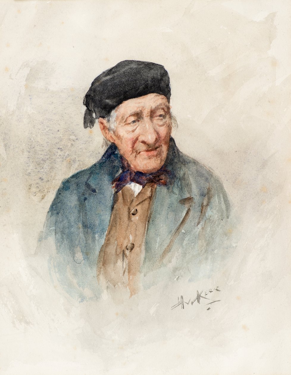 Yaşlı Bir Adamın Portresi (suluboya) by Henry Wright Kerr