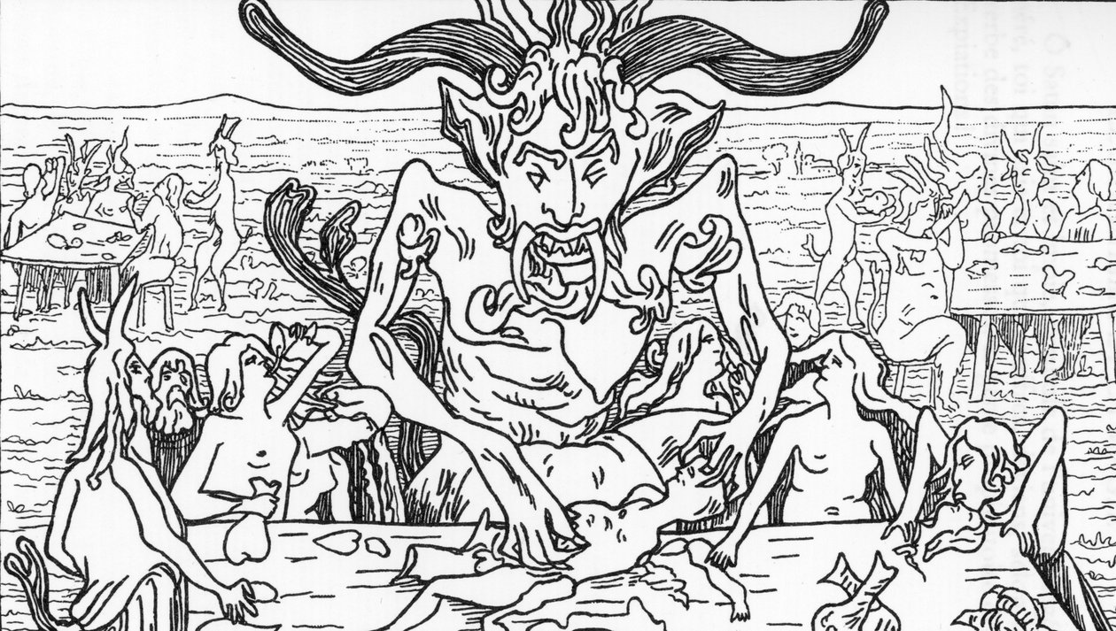 Satan's banket Henry de Malvost'un Jules Bois'in “Satanism and Magic” adlı eserinden çizimi 1895 Özel koleksiyon by Henry de Malvost